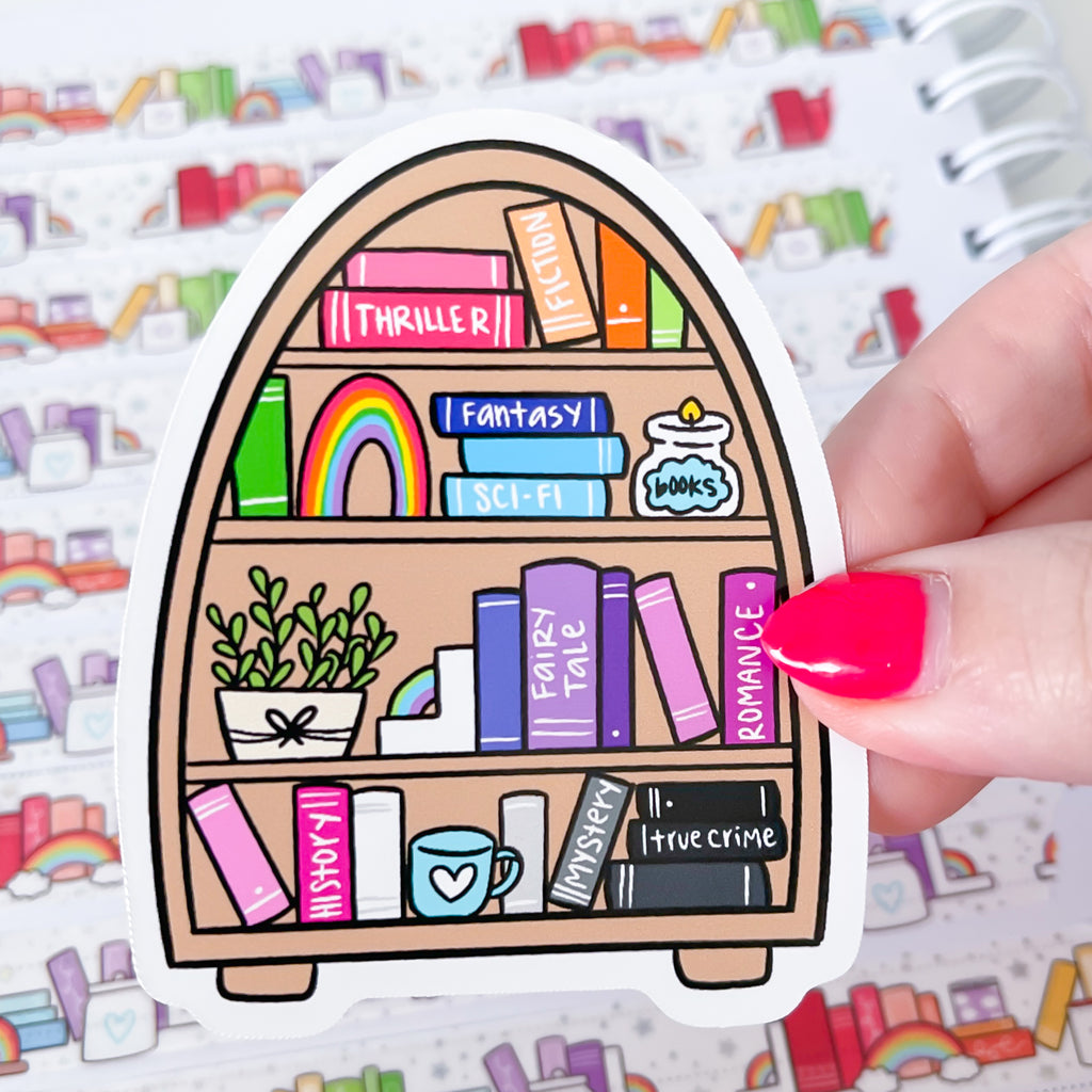 Rainbow Bookcase Vinyl Die Cut Sticker