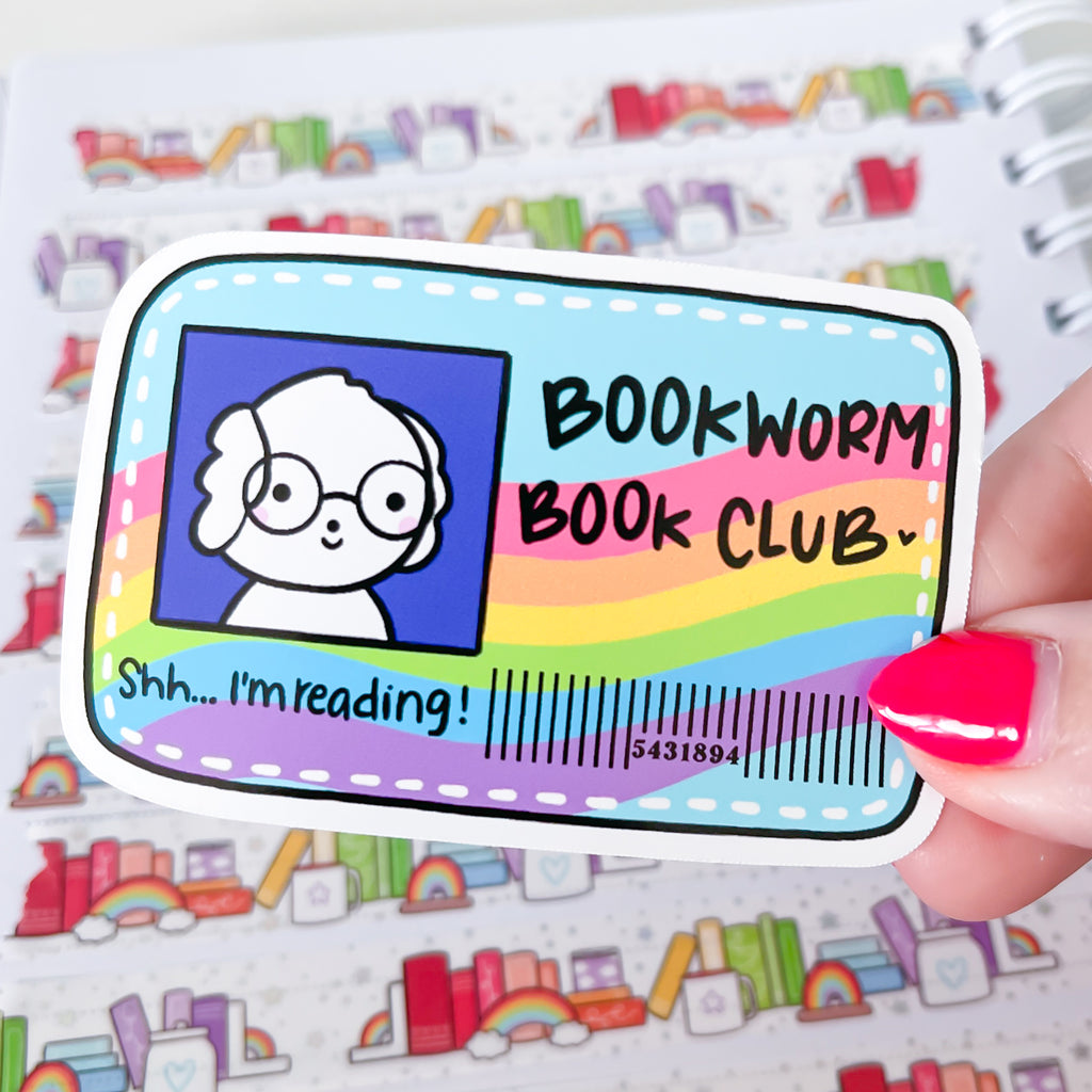 Bookworm Card Vinyl Die Cut Sticker