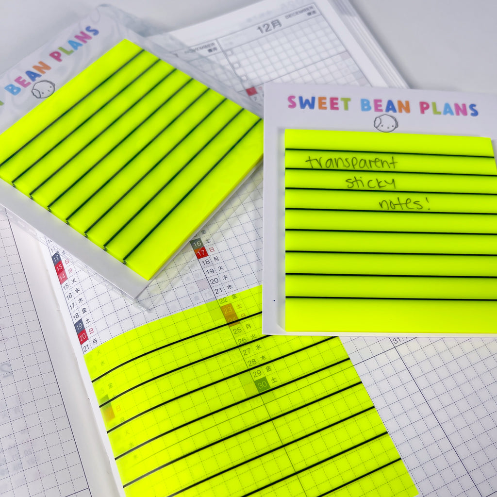 Lined Neon Yellow Transparent Sticky Notes