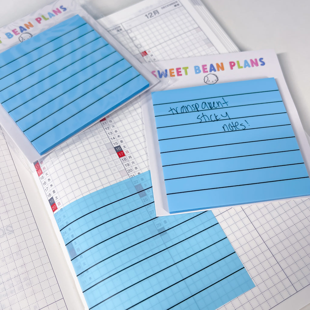 Lined Light Blue Transparent Sticky Notes