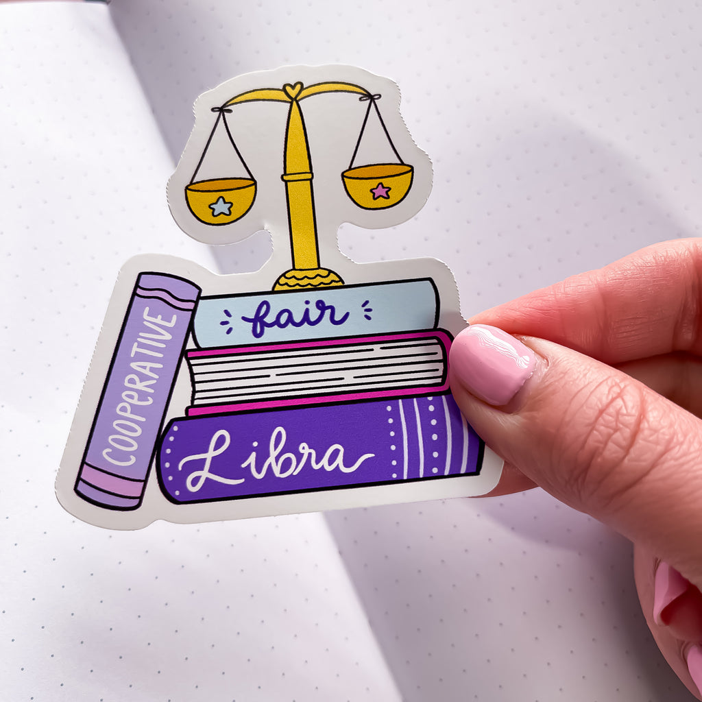 Libra Book Stack Vinyl Die Cut Sticker