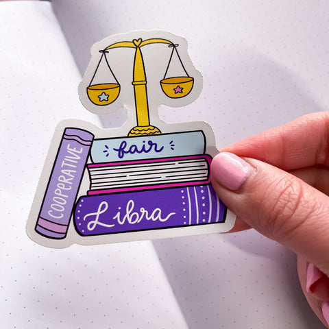 Libra Book Stack Vinyl Die Cut Sticker