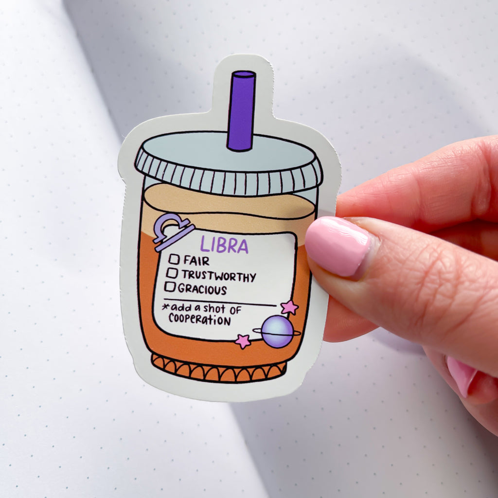 Libra Coffee Order Vinyl Die Cut Sticker