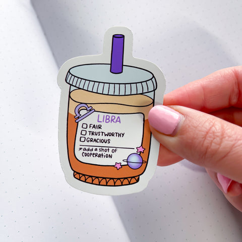 Libra Coffee Order Vinyl Die Cut Sticker