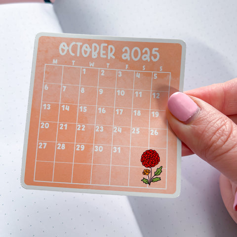 October 2025 Calendar Vinyl Die Cut Sticker