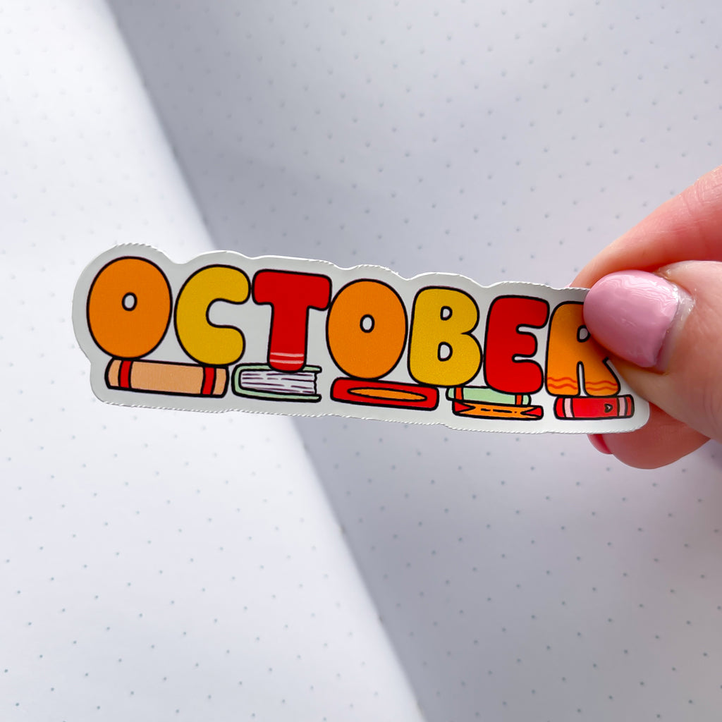 October Bookish Vinyl Die Cut Sticker