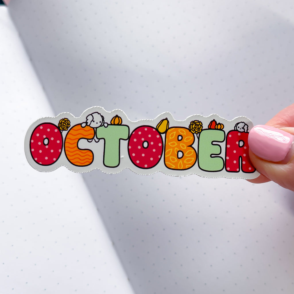 October Bean Vinyl Die Cut Sticker