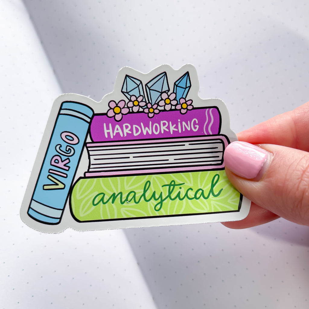 Virgo Book Stack Vinyl Die Cut Sticker