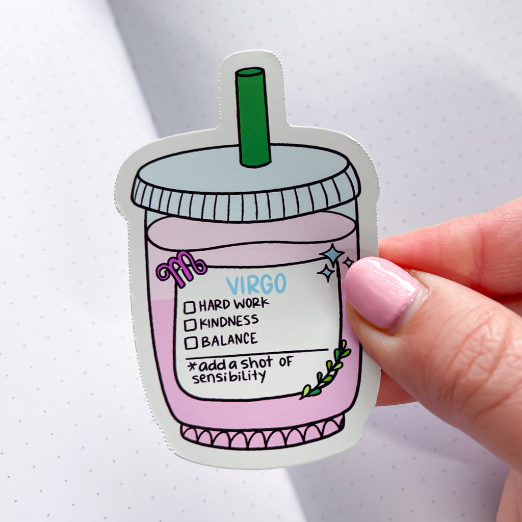 Virgo Coffee Order Vinyl Die Cut Sticker