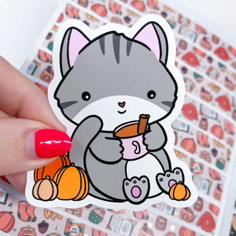 Pumpkin Cat Vinyl Die Cut Sticker