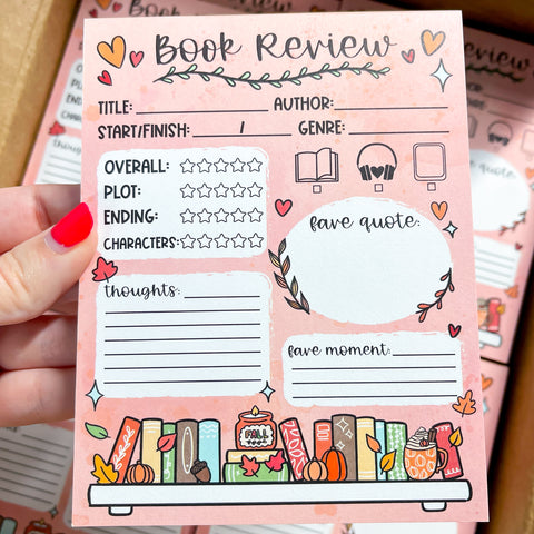 Fall Reading Book Review Notepad