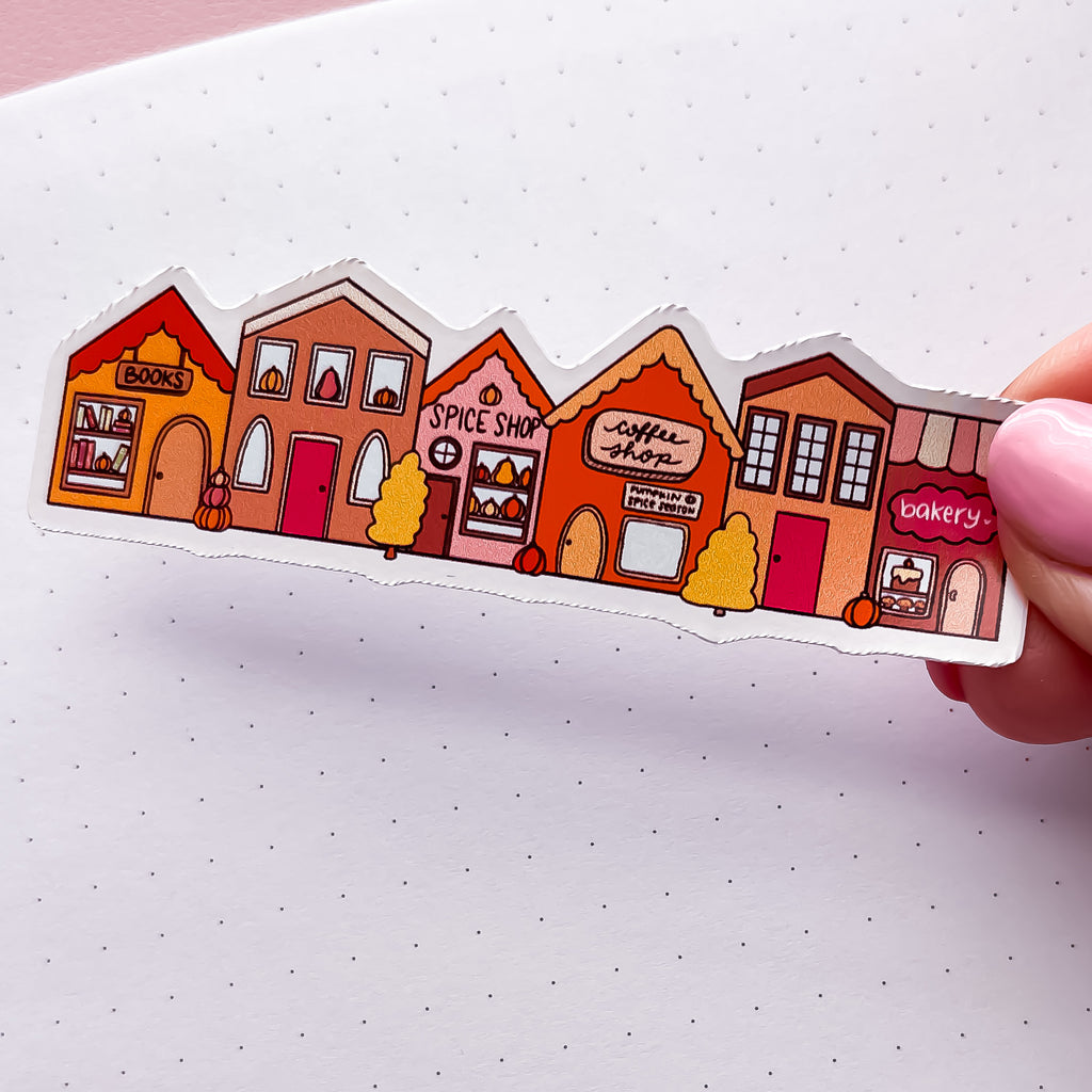 Autumn Town Vinyl Die Cut Sticker