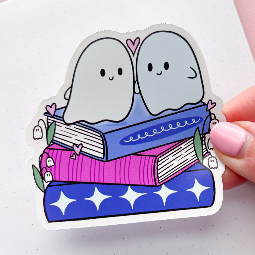 Ghost Book Stack Vinyl Die Cut Sticker
