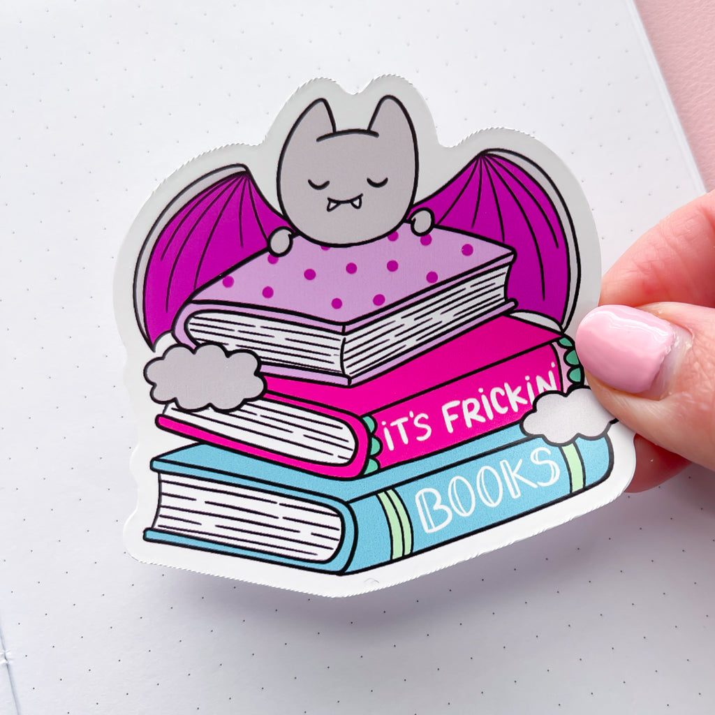 Frickin' Book Stack Vinyl Die Cut Sticker