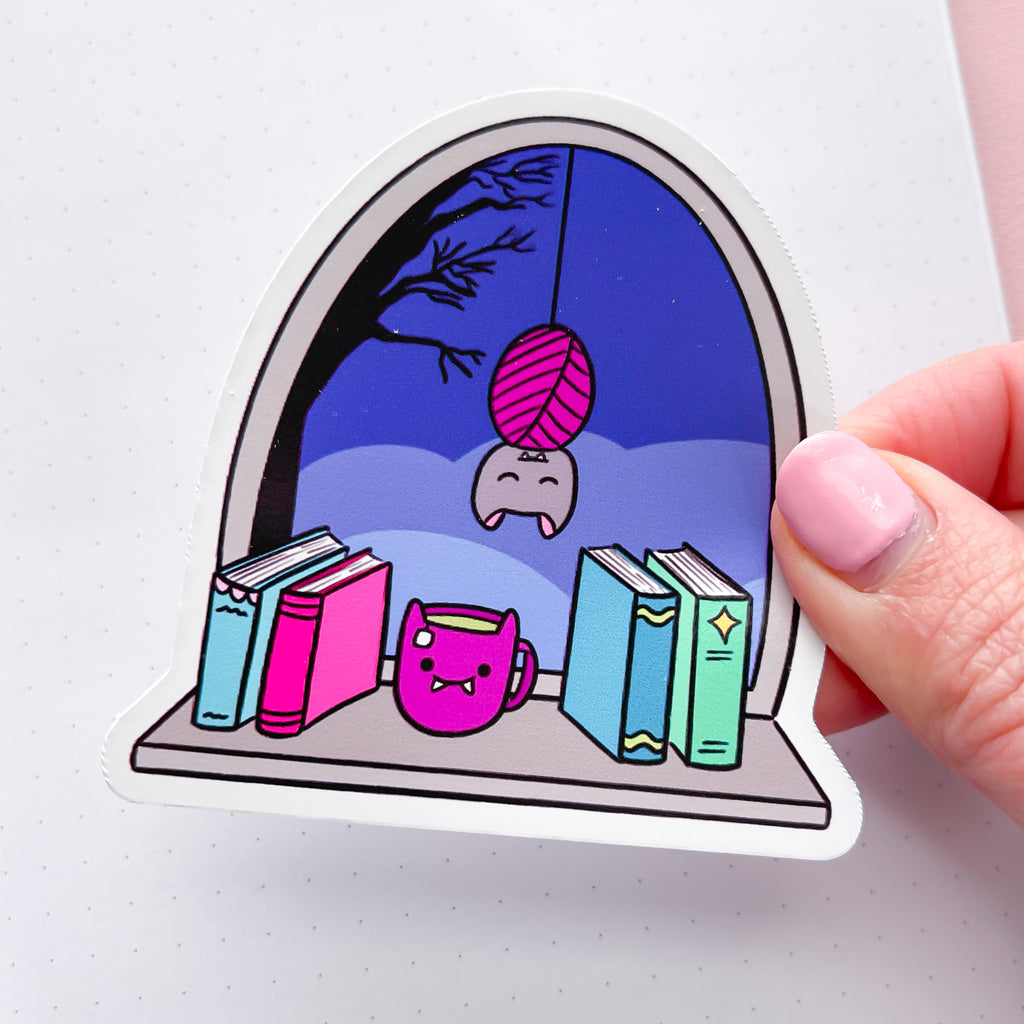 Batty Book Window Vinyl Die Cut Sticker