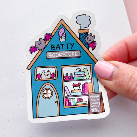 Batty Bookshop Vinyl Die Cut Sticker