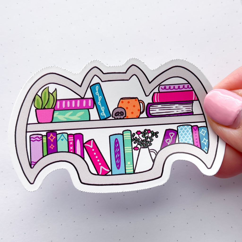 Bat Bookcase Vinyl Die Cut Sticker