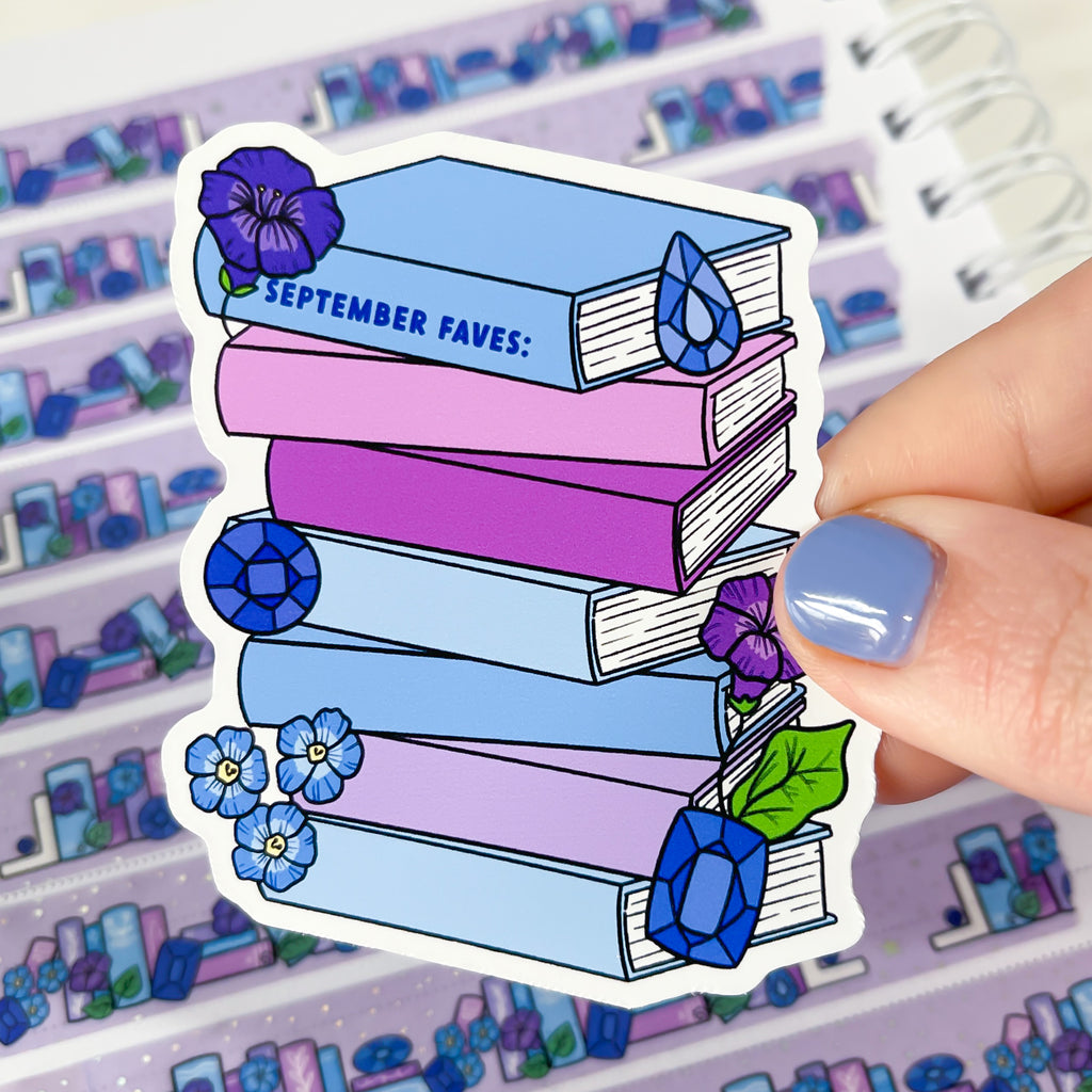 September Fave Books Vinyl Die Cut Sticker