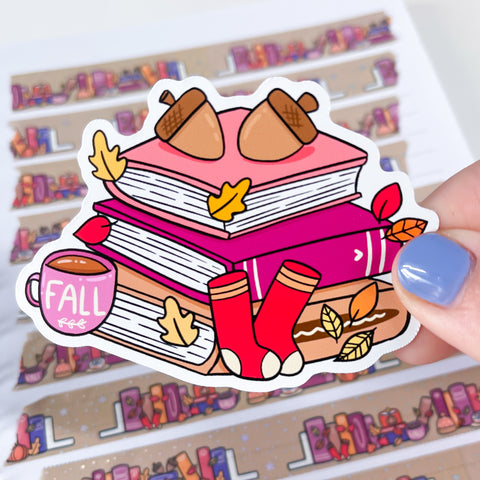 Acorn Book Stack Vinyl Die Cut Sticker