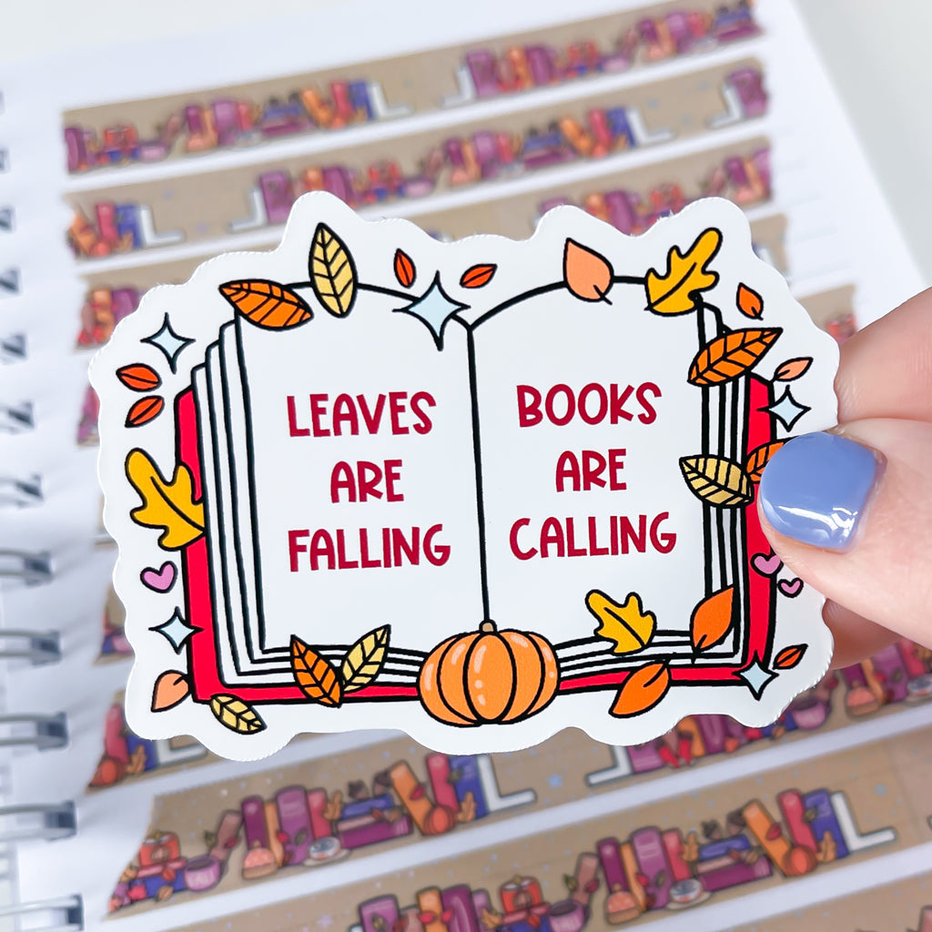 Leaves Falling, Books Calling Vinyl Die Cut Sticker