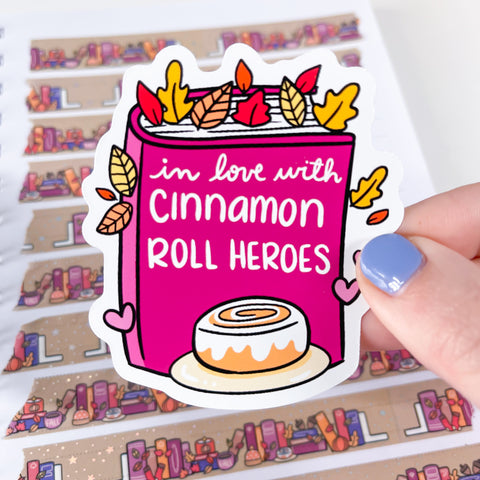 Cinnamon Roll Book Hero Vinyl Die Cut Sticker