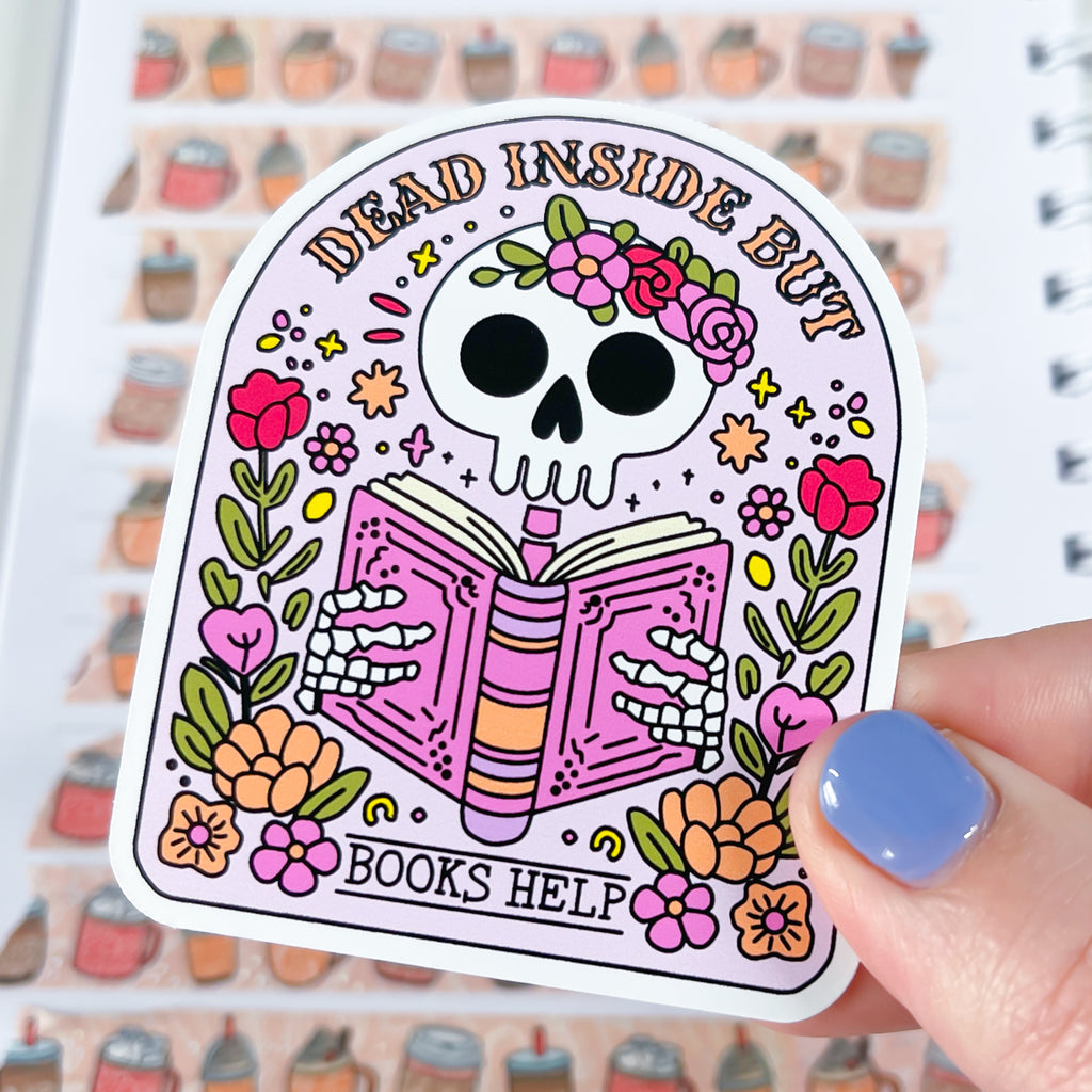 Dead Inside, Books Help Vinyl Die Cut Sticker