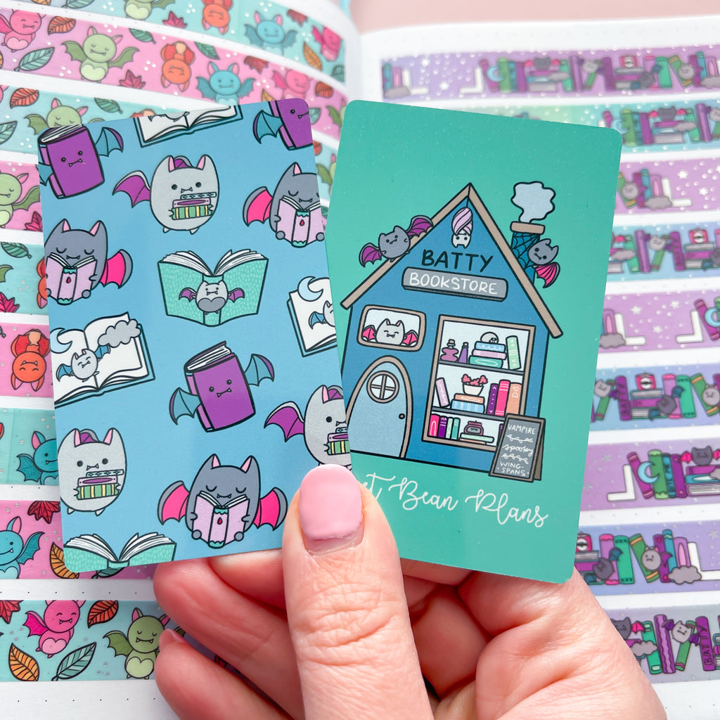 Bats + Books Washi Card