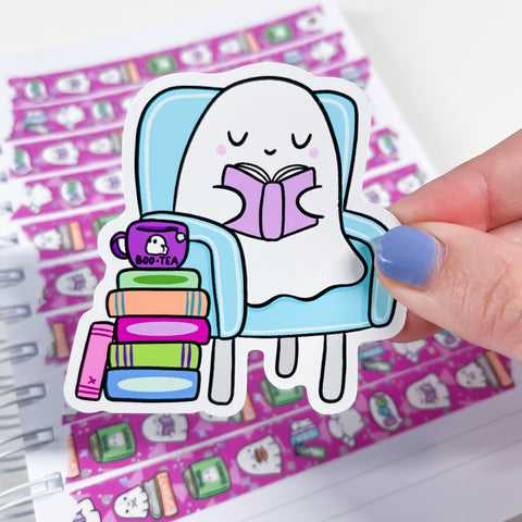 Ghost Reading Chair Vinyl Die Cut Sticker