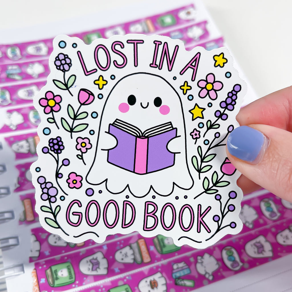 Lost in a Book Ghost Vinyl Die Cut Sticker