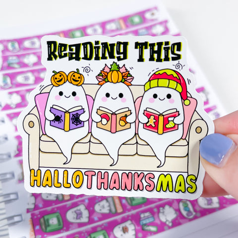 Reading Hallothankmas Vinyl Die Cut Sticker