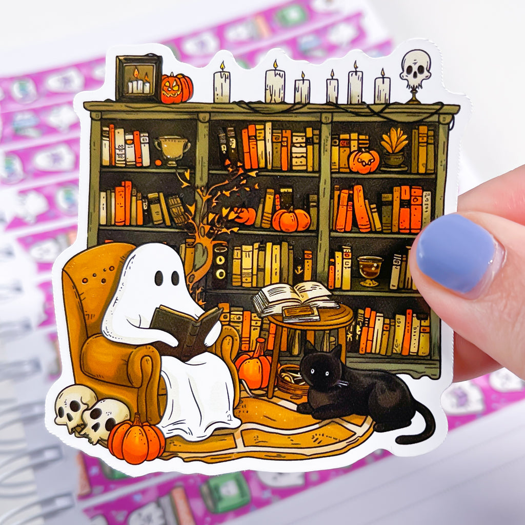 Dark Reading Ghost Vinyl Die Cut Sticker