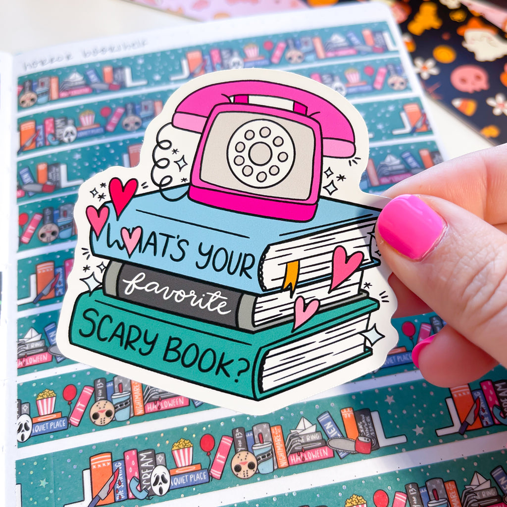 Fave Scary Book? Halloween Vinyl Die Cut Sticker