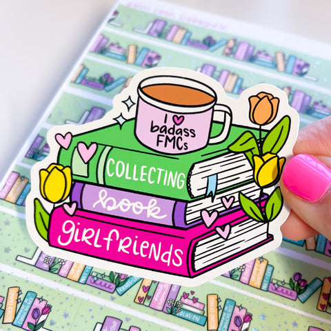 Collecting Book Girlfriends Vinyl Die Cut Sticker