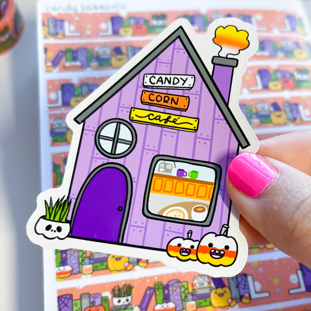 Candy Corn Cafe Vinyl Die Cut Sticker