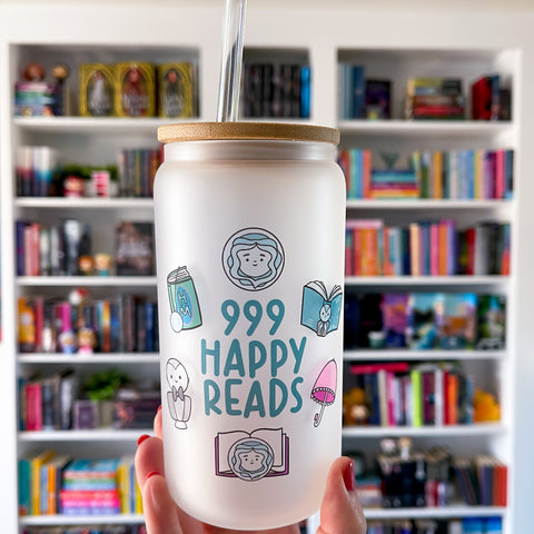 999 Happy Reads Frosted Can Glass Cup