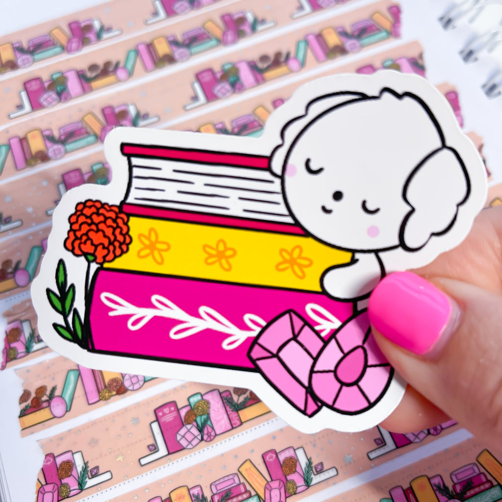 October Bean Reads Vinyl Die Cut Sticker