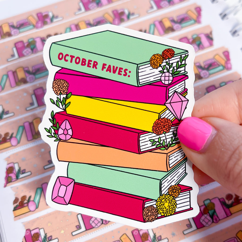 October Fave Books Vinyl Die Cut Sticker