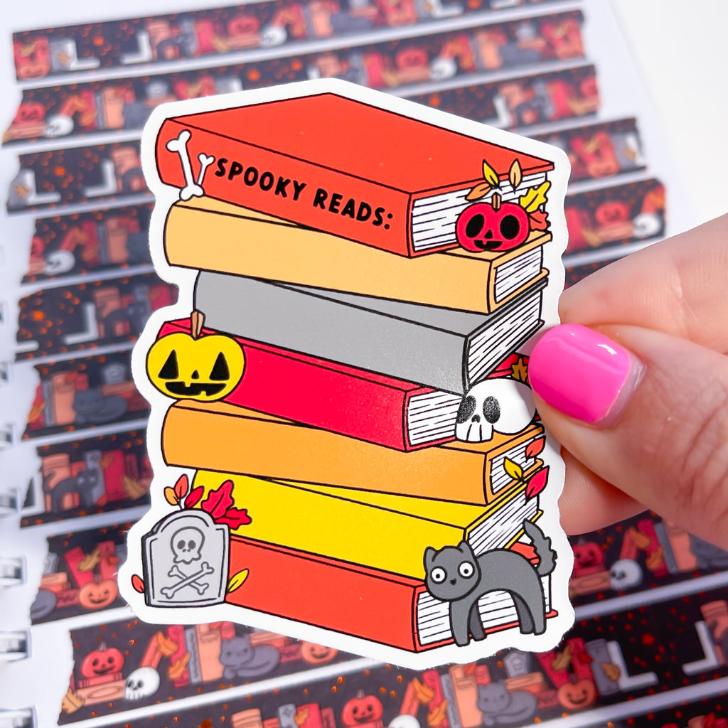 Spooky Reads Stack Vinyl Die Cut Sticker