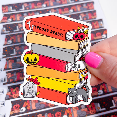 Spooky Reads Stack Vinyl Die Cut Sticker