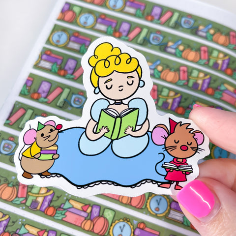 Pumpkin Princess Reading Vinyl Die Cut Sticker