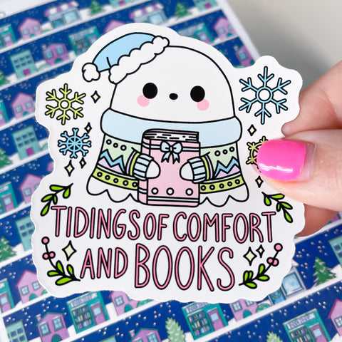 Tidings of Books Ghost Vinyl Die Cut Sticker