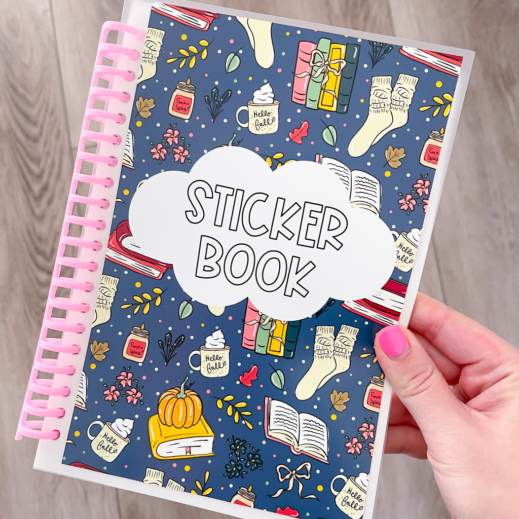 A5 Fall Doodles Pink Coil Reusable Sticker Book