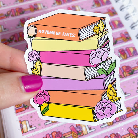 November Fave Books Vinyl Die Cut Sticker