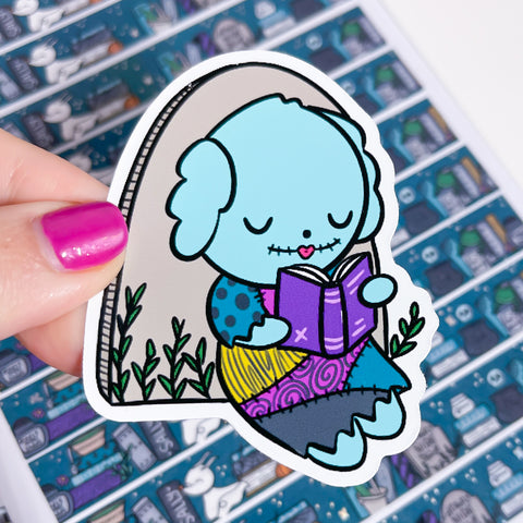 Sally Bean Reading Vinyl Die Cut Sticker