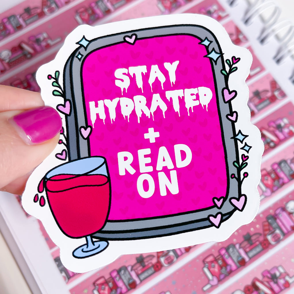 Hydrate & Read Vampire Books Vinyl Die Cut Sticker