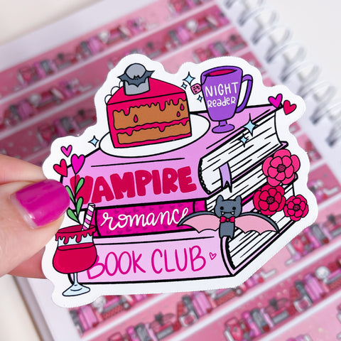 Vampire Book Stack Vinyl Die Cut Sticker