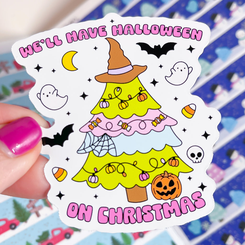 Halloween on Christmas Vinyl Die Cut Sticker