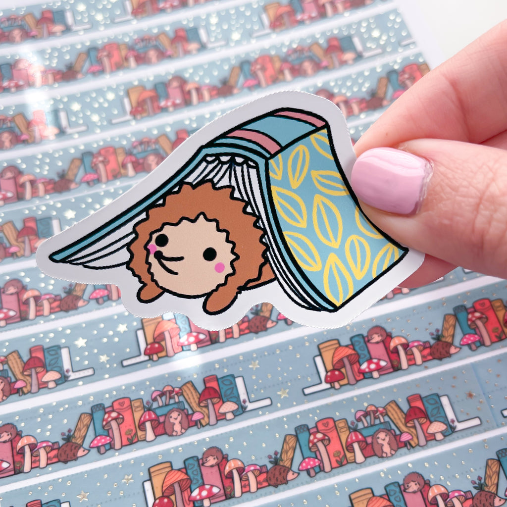 Bookish Hedgie Vinyl Die Cut Sticker