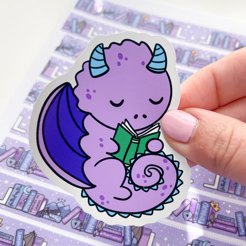 Reading Dragon Vinyl Die Cut Sticker