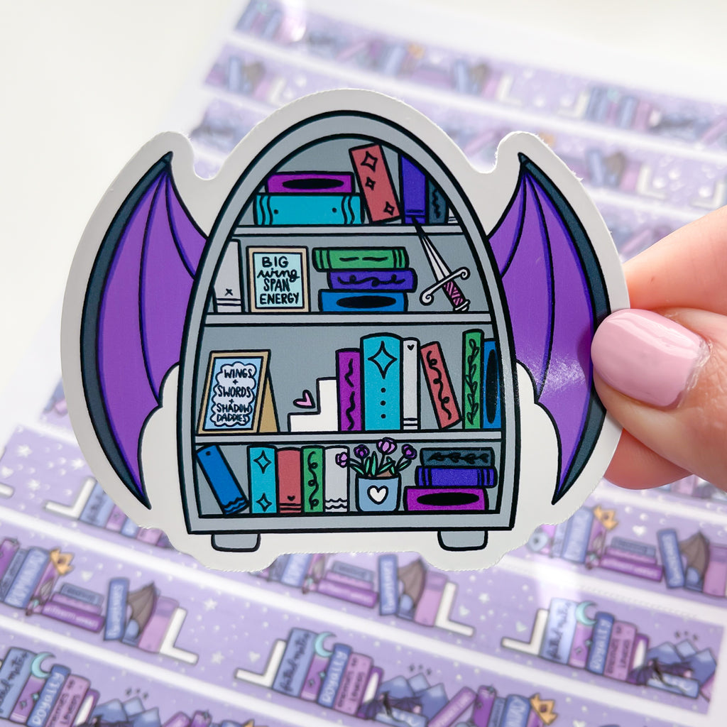 Winged Bookcase Vinyl Die Cut Sticker